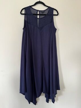 Torrid Navy Blue Lace Swing Mini Dress Womens 1X Lace Flowy Minimalist Capsule
